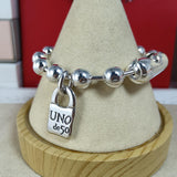 Padlock Pendants Beaded Necklace Bracelet Set Punk Jewelry
