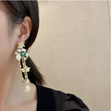 S925 Silver Needle Flower Tassel Earrings Bohemian Style