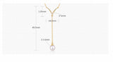 V Shape Pearl Necklace Sterling 925 Silver Long Chain Jewelry Gift