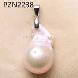 925 Silver Sterling Natural Baroque Pearl Pendant Necklace Retro Clasp PZN