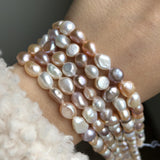 7-8mm Pink Freshwater Pearls Flat Round Loose Beads DIY Jewelry Making
