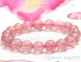 Ice Quartz Strawberry Glass Pearl Bracelet 8mm