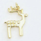15pcs 17*25mm Deer CZ Charm Pendant White Enamel Christmas Jewelry Lot