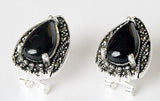 Vintage 925 Silver Natural Jade Opal Earrings 15X19mm