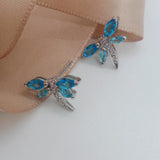 Dragonfly Earring with Glass and Rhodium Plating