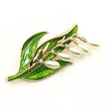 Enamel Lily of the Valley Brooch Metal Flower Brooches For Women Hijab Pins