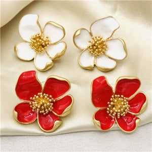 Enamel Flower Glaze Stud Earrings - European & American Style