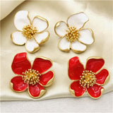 Enamel Flower Glaze Stud Earrings - European & American Style