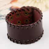Women Men Biker Wide Leather Cuff Bracelet Charm Retro Bang