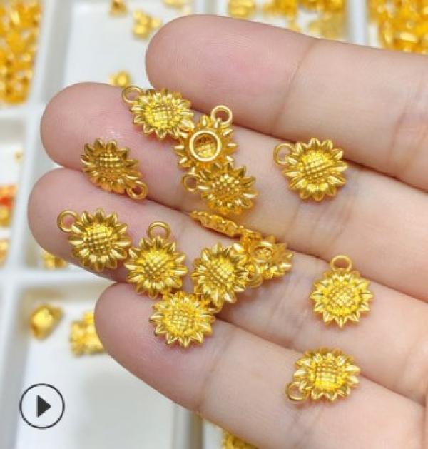 24K Pure Pendant 999 Jewelry Yellow Sunflower Necklace For Women
