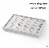 Grey Velvet Jewelry Tray Organizer Box Necklace Ring Earring Holder