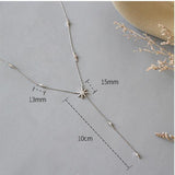 925 Silver Sun Flower Y Necklace Micro Paved Cz Zircon Stars Drop Necklace