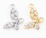 20PCS 20x28mm Rhinestones Butterfly Hang Pendant Charms DIY Accessory