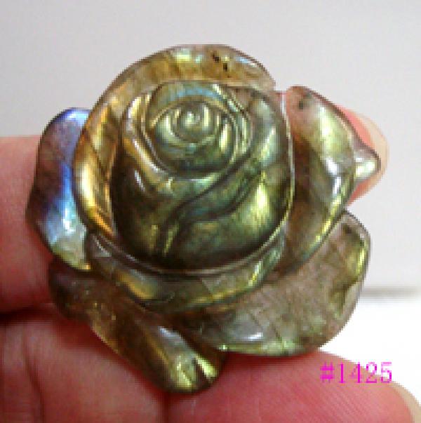 Labradorite Carved Rose Pendant for Women Men