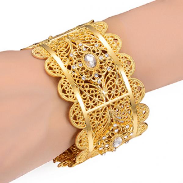 Relievo Flower Wide Cuff Bangle Open Bracelet For Women