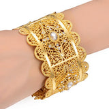 Relievo Flower Wide Cuff Bangle Open Bracelet For Women