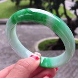 Zheru Jewelry Natural Myanmar Emerald Green 54-64mm Two-Color Bracelet