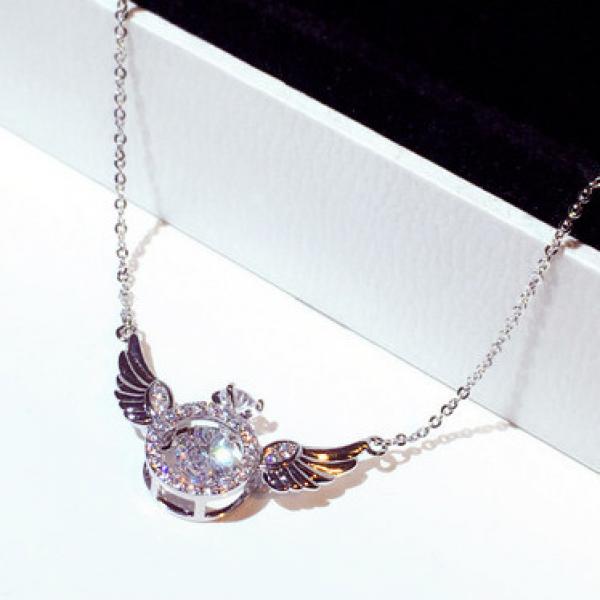 14K Rose Round Diamond Necklace Pendant Women Lady Anniversary Gift