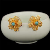 ER375 Vintage Flower 24KT Stud Earrings