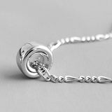S925 Sterling Silver Necklace Circle Hollow Pendant Retro Chain Women Jewelry