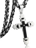 Cross Pendant Necklace Byzantine Chain Link Jewelry
