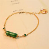 Natural Hetian Jade Green Jade Bracelet S925 Sterling Silver Lucky Tail