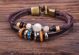 G73 Bronze Surfer Hemp Leather Wood Beads Bracelet Cuff