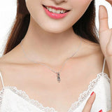 925 Sterling Silver Cat Pendant Necklace Elegant Women Party Jewelry
