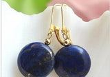 14mm Lapis Lazuli Coin Bead Dangle Earrings