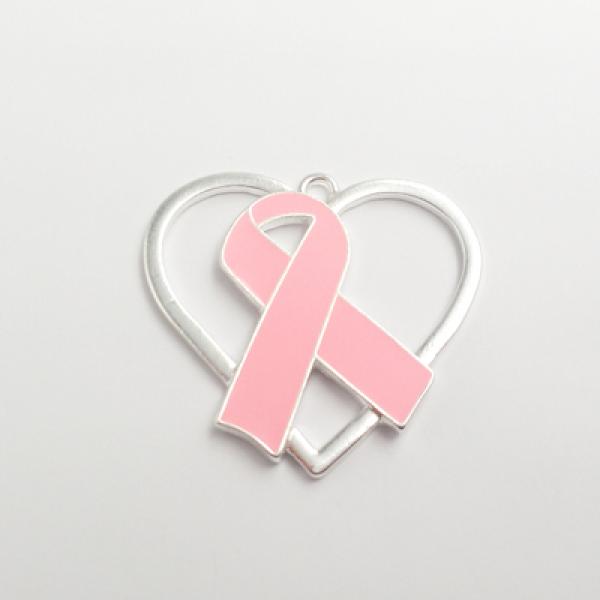 10pcs Full Enamel Pink Ribbon Breast Cancer Awareness Pendant