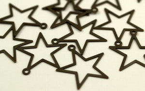100 pcs Antique Brass Star Charms Findings (24 mm)