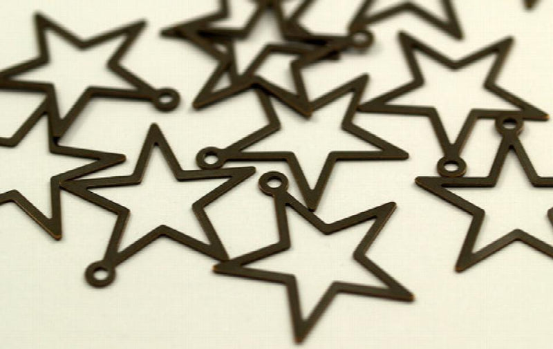 100 pcs Antique Brass Star Charms Findings (24 mm)