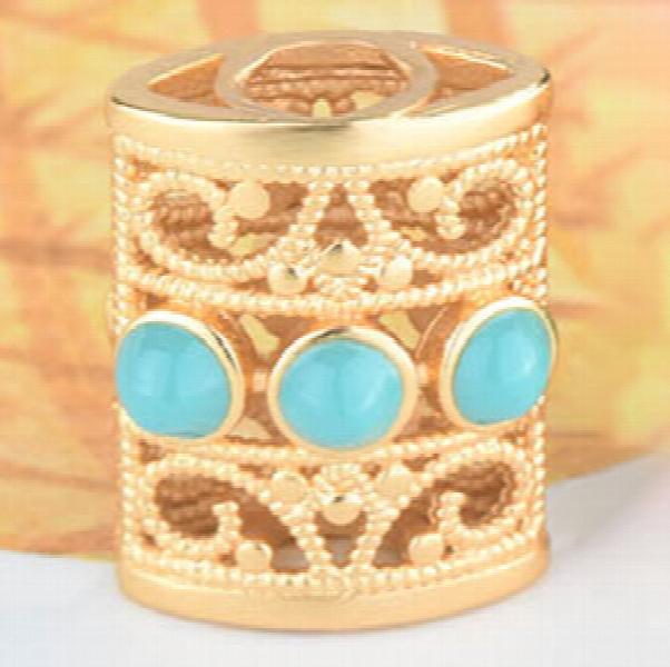 Turquoise DIY Beaded Bracelet Chinese Retro Silver Jewelry
