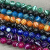5A High Banded Agate Beads 8-12mm Round Purple Loose Stone Bead DIY Necklace