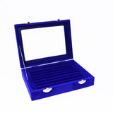 Velvet Ring Display Box Earring Organizer Jewelry Tray with Clear Glass Lid