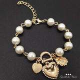 Girl Heart Beads Flower Bracelet Watch