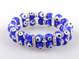 8mm Double Row Evil Eye Bracelet with Crystal Spacer