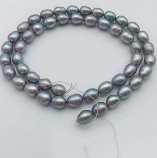 Gray AA 7-9MM Rice Freshwater Pearl DIY Loose Beads