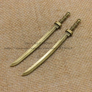 10pcs 10*107mm Alloy Two Heavy Long Sword Charms Pendant DIY Metal Jewelry