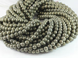 Natural Pyrite Gemstone Beads 4-12mm Round Beads 1 String