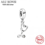 925 Sterling Silver Love Heart Bead Charm Bracelet DIY Jewelry