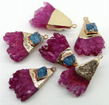 Natural Stone Titanium Amethyst Quartz Crystal Tiger Eye Pendant