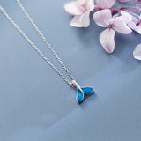 S925 Sweet Whale Dolphin Fish Tail Leaves Pendant Necklace
