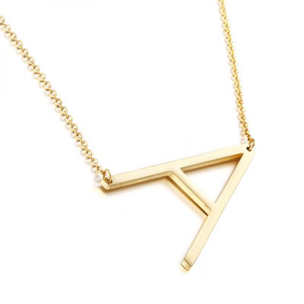 Big Letter Necklace Stainless Steel Initial Pendant for Her