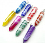 24pcs Natural Stone Mixed Stripe Quartz Crystal Agates Pillar Charms Pendants