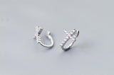 925 Silver CZ 4A+ Cross Clip Earrings C-E7090