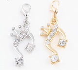 20PCS 15x30mm Rhinestones Crown Music Note Pendant Charms for Floating Locket