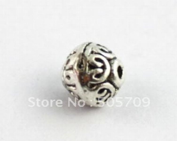 200 Tibetan Silver Spiral Heart Round Spacer Beads