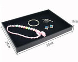 PU Frame Velvet Jewelry Organizer Ring Box Necklace Earring Holder