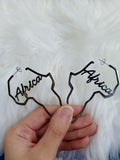 Personalized Africa Shape Name Hoop Earrings Gift for Women
